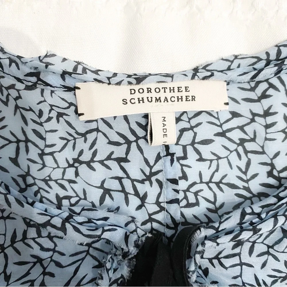 DOROTHEE SCHUMACHER SILK BLEND TIE NECK KEYHOLE OVERSIZED RUFFLE DRESS - 4 - Picture 8 of 10